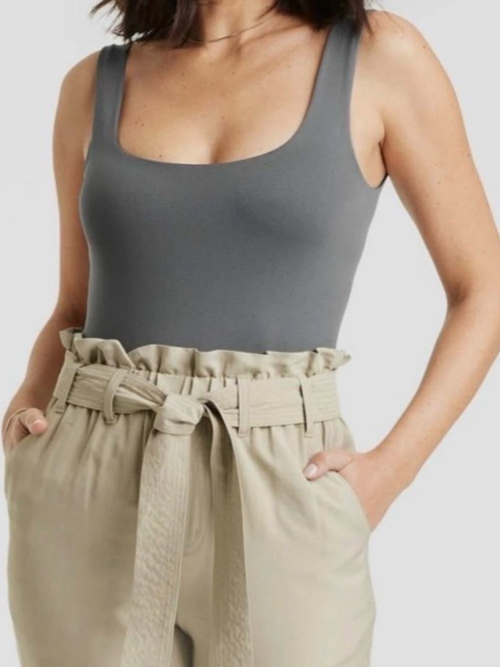 Women's Square Neck Tank Top in Gray